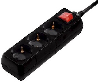 Сетевой удлинитель Hama 1.4м (3 розетки) черный защита от детей 3500Вт 230В (00121912)