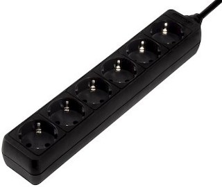 Сетевой удлинитель Hama 1.4м (6 розеток) черный защита от детей 3500 Вт 230В (00121913)