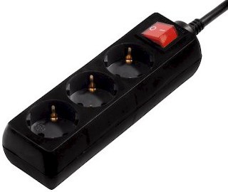 Сетевой удлинитель Hama 3м (3 розетки) черный защита от детей 3500Вт 230В (00121906)
