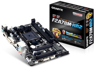 Материнская плата Gigabyte GA-F2A78M-HD2 Soc-FM2+ AMD A78 FCH 2xDDR3 mATX AC`97 8ch(7.1) GbLAN RAID RAID1 RAID5 RAID10+VGA+DVI+HDMI