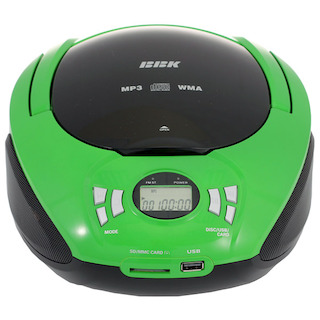 Аудиомагнитола BBK BX105U черный/зеленый