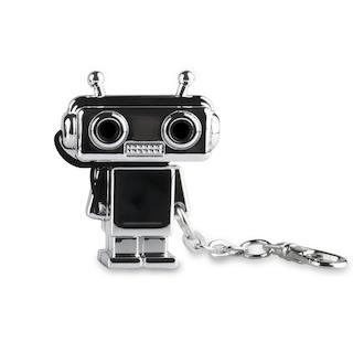 Разветвитель (сплиттер) - брелок для наушников Qumo "Робот"серебристый. Устройство позволяет сделать из одного  аудио входа устройства два