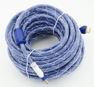 Кабель HDMI Ver.1.4 Blue/white jack HDMI(19pin)/HDMI(19pin) (15м) феррит.кольца Позолоченные контакт