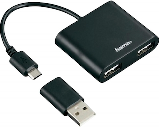 Разветвитель USB 2.0 Hama OTG/microUSB портов:2 черный (54140)