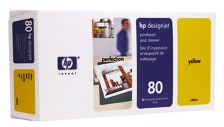 Печатающая головка HP C4823A желтый №80 + очиститель для Designjet 1050c/c plus/1055