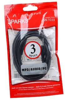 Кабель удлинитель аудиовидео Sparks Jack 3.5 - Jack 3.5 3м (SN1033)
