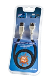 Кабель Удлинитель PC PET USB2.0 Am-Af extension cable 3m