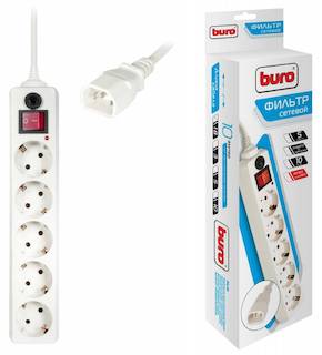 Сетевой фильтр Buro 500SH-1.8-UPS-W 1.8м (5 розеток) белый