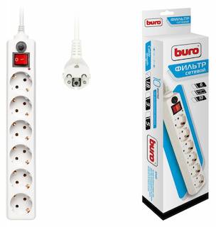 Сетевой фильтр Buro 600SH-1.8-W 1.8м (6 розеток) белый