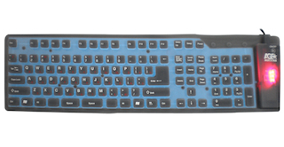 Клавиатура AgeStar AS-HSK810FA (BLACK) combo USB+ PS/2, гибкая, черная, 109 клавиш