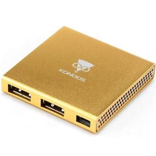 Хаб USB 2.0  Konoos UK-36, 4 порта USB,  алюминий, блистер