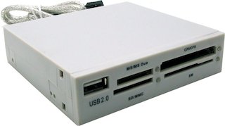 Картридер внутренний 3.5" Gembird FDI2-ALLIN1 белый, USB2.0+4 разъема