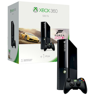 Игровая консоль Microsoft Xbox 360 E 3M4-00043 черный в комплекте: игра: Forza Horizon 2