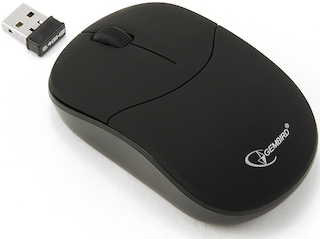 Беспроводная мышь Gembird MUSW-204, бесшумный клик,  soft touch, черн, 2кн.+колесо-кнопка, 2.4ГГц