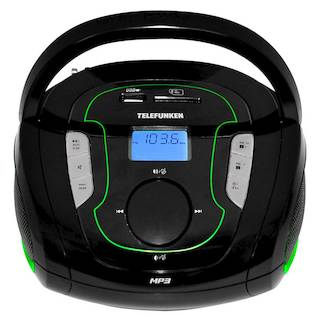 Аудиомагнитола Telefunken TF-SRP3471B черный/зеленый 2Вт/MP3/FM(dig)/USB/BT/SD