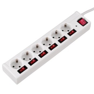 Сетевой удлинитель Hama Power Strip 1.4м (6 розеток) белый (121947)