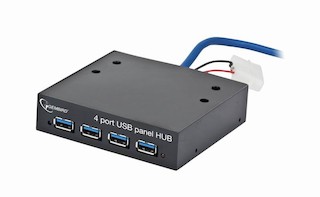 Концентратор внутренний 3.5" Gembird UHB-I344, черный, USB3.0 х4, коробка