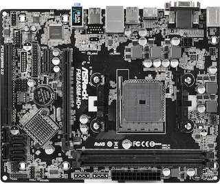 Материнская плата Asrock FM2A58M-HD+ R2.0 Soc-FM2+ AMD A58 2xDDR3 mATX AC`97 6ch(5.1) GbLAN RAID RAID1 RAID10+VGA+DVI+HDMI
