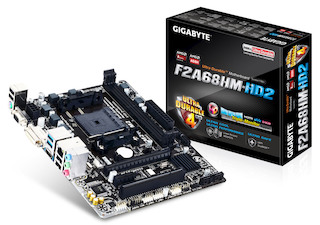 Материнская плата Gigabyte GA-F2A68HM-HD2 Soc-FM2+ AMD A68H 2xDDR3 mATX AC`97 8ch(7.1) GbLAN RAID RAID1 RAID10+VGA+DVI+HDMI