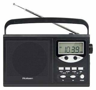 Радиобудильник Rolsen RBM-216BL черный LCD часы:цифровые AM/FM/SW