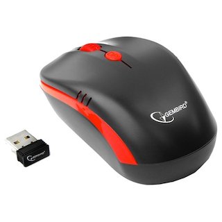 Беспроводная мышь Gembird MUSW-350, черный/красный, встроенный аккумулятор, 3кнопки+колесо-кнопка, 2.4ГГц, 1600 dpi