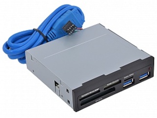 Картридер внутренний 3,5" Ginzzu GR-152UB  USB 3.0 internal 3.5" Black + 2xUSB 3.0 ports