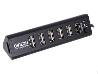 Разветвитель USB 3.0/2.0 Ginzzu GR-315UAB, 7 портов (1xUSB3.0+6xUSB2.0)+adp