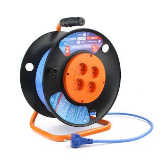 Морозостойкий силовой удлинитель на катушке Power Cube PC-BG4-F-30-K, 16 А/3,5 кВт, 30 м, 4 розетки с/з