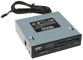 Картридер внутренний 3,5" Ginzzu GR-136UB <All-in-1> USB 2.0 internal 3.5" Black + USB 2.0 port
