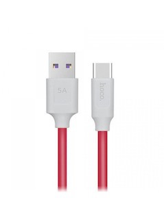 Кабель Hoco X11 Type-C 1m 5A  white&red