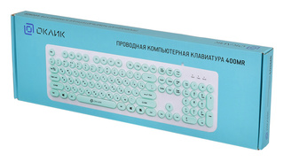 Клавиатура Oklick 400MR белый/мятный USB slim Multimedia