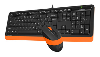 Комплект (Клавиатура+мышь) A4 Fstyler F1010  black-orange USB