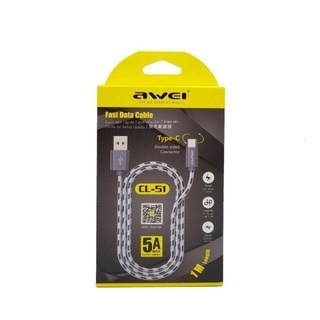 Кабель AWEI CL-51 Type-C 1m  5A silver
