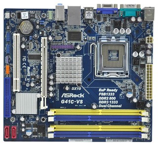 Материнская плата ASRock G41C-VS Soc-775 iG41 DDRII+DDRIII mATX AC'97 6ch LAN +VGA