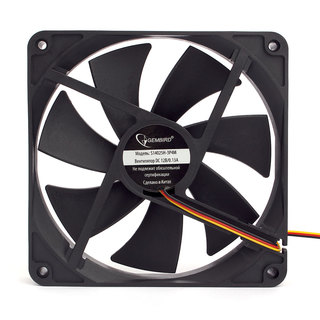 Вентилятор Gembird S14025H-3P4M, 140x140x25, гидродинамический, тихий, 3 pin/4pin Molex, провод 40 см
