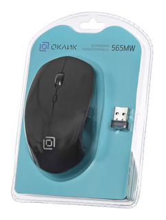 Мышь Оклик 565MW matt черный оптическая (1600dpi) беспроводная USB для ноутбука (4but)