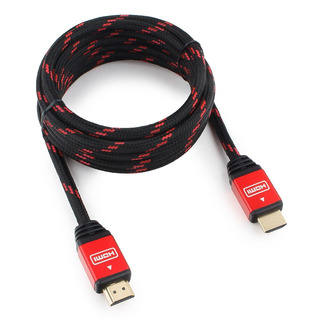 Кабель HDMI Gembird  Серия Gold, CC-G-HDMI02-3M, 3 м, v1.4, красный, позол. разъемы, ал. корпус, нейл. оплетка