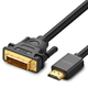Кабель UGREEN HD106 (10135) HDMI Male To DVI(24+1) Round Cable. Длина 2 м. Цвет: черный
