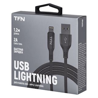 Кабель TFN USB/Lightning, нейлон, 1.2м Black (TFN-C-BLZ-AL1M-BK)