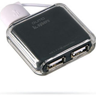 Хаб USB 2.0 Qumo Sphere,4 порта ,отсек для провода,кабель 65 мм,размеры 46х40х14 мм