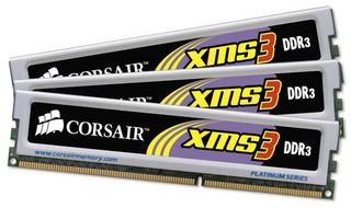 Память DDRIII 6144Mb 1600MHz Corsair 3x2Gb  9-9-9-24, XMS3 Classic, Corei7 support (TR3X6G1600C9)
