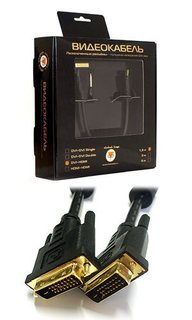 Кабель DVI-D single link Konoos KC-DVI2-1.8, 25М/25М 1,8м, черный, экран, позол.разъемы