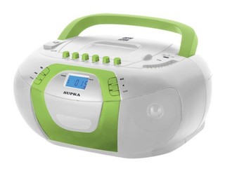 Аудиомагнитола Supra BB-CD104 белый с зеленым