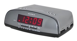 Радиобудильник Supra SA-20FM серебристый с красным