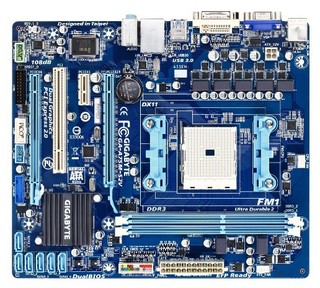 Материнская плата GIGA-BYTE GA-A75M-S2V sFM1 /AMD A75/ 2xDDR3,2xPCI-E,VGA,DVI,RAID,GBLan,mATX,oem