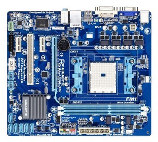 Материнская плата GIGA-BYTE GA-A55M-S2V sFM1 /AMD A75/ 2xDDR3, PCI-E, VGA,DVI,SATA RAID,GBLan,mATX
