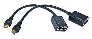 Кабель HDMI удлинитель по витой паре Gembird DEX-HDMI-01, HD19Mx2/RJ45Fx2