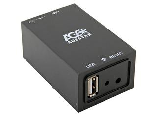 Переходник USB-сервер USB2.0->LAN AgeStar LB4 пластик, черный, блок питания