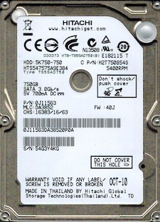 Жесткий диск Hitachi SATA-II 750Gb HTS547575A9E384 (5400rpm) 8Mb 2.5"