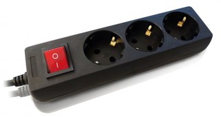 Удлинитель универсальный PC PET 1,8м 3 розетки чёрный AP02001K-1.8-BK